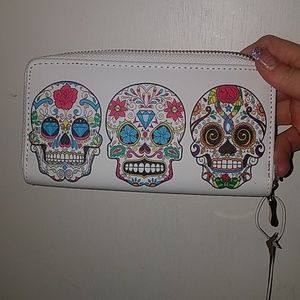 White sugar skull wallet